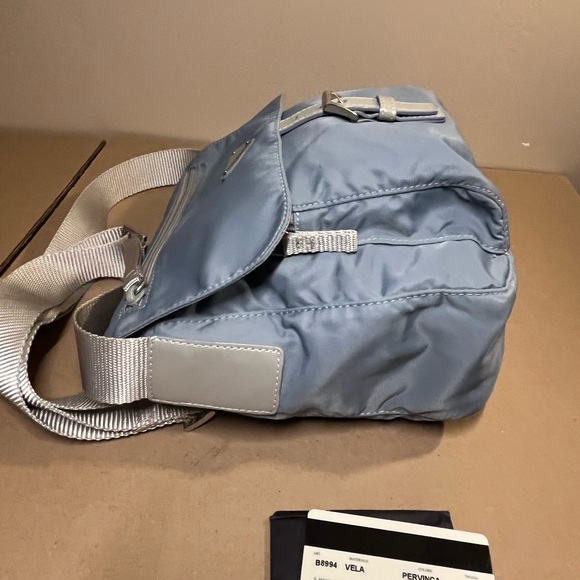 Prada blue nylon triangle logo vela crossbody bag - Picture 7 of 15